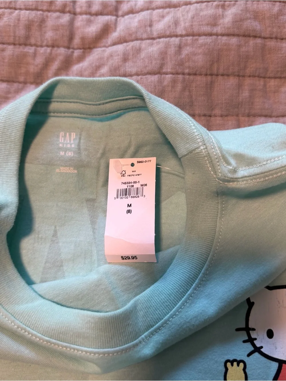 NWT GAP Mint Green Hello Kitty Short Sleeve Tee